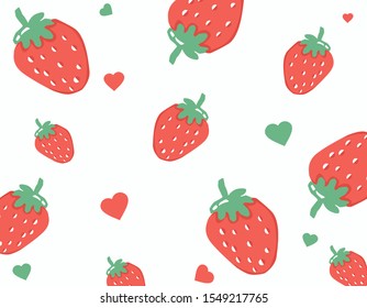 Simple Strawberry Seamless Pattern Background Vector Illustration