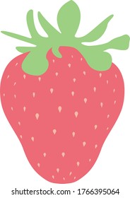 Simple Strawberry Vector Illustration. Summer Springtime Vibes