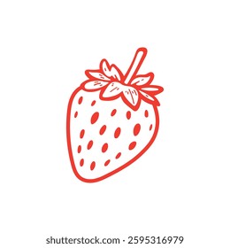 Simple Strawberry Vector Image, Berry Strawberry Symbol Vector Image, Red Fruit Berry Vector Illustration.