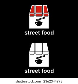 Simple street food logo vector with a shop icon in the middle