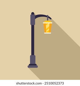 Simple street lamp casting light with a long shadow on a beige background