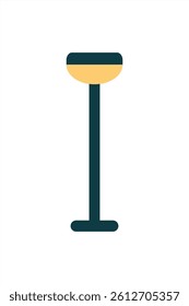 Simple Street Lamp Illustration in Flat Minimalist Style with Black and Yellow Colors