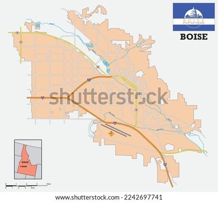 simple street map of the city of Boise, Idaho, United States