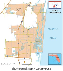 simple mapa de calles de la ciudad de Fort Lauderdale, Florida, Estados Unidos