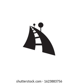 simple street road tree symbol geometric design logo vector