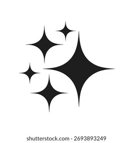 Formas de estrella simples y llamativas presentadas en un estilo de silueta negra audaz.