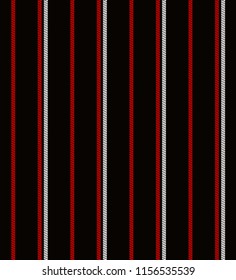 Simple stripe rope pattern with black,red and white vertical parallel stripe.Vector pattern stripe abstract background.