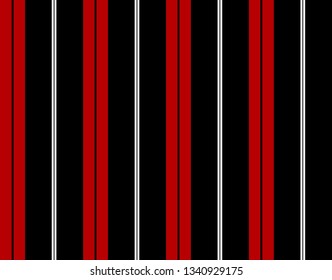Simple stripe seamless pattern with black, red and white colors vertical parallel stripes.Vector abstract background.