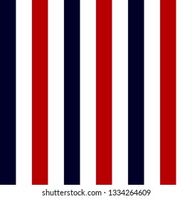Simple stripe seamless pattern with blue, red and white colors vertical parallel stripes.Vector abstract background.