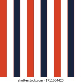 Simple stripe seamless pattern with ฺNavy blue, Orange and white colors vertical parallel stripes.Vector abstract background.