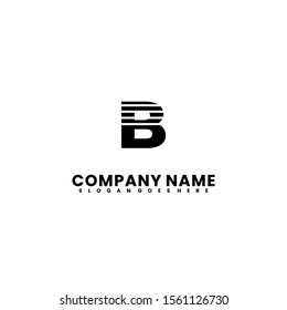 simple striped B logo letter black design concept.