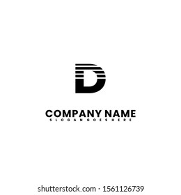 simple striped D logo letter black design concept.