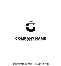 simple striped G logo letter black design concept.