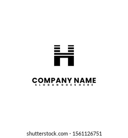simple striped H logo letter black design concept.