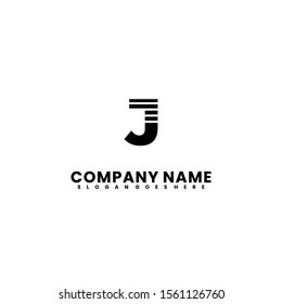 simple striped J logo letter black design concept.