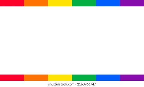 Simple Striped Line Border Frame Rainbow Background Design. Happy LGBT Pride Month Theme Vector Template. 