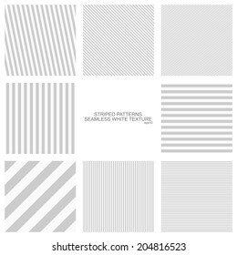 Simple striped patterns, seamless vector backgrounds