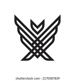 simple stripes of bird wings logo vector