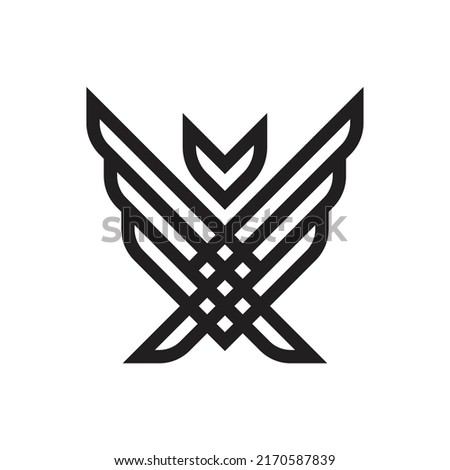 simple stripes of bird wings logo vector