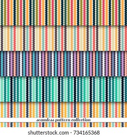 Simple stripes seamless pattern collection. Retro background. Abstract repeatable wallpaper.