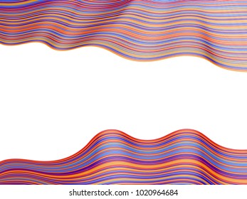 Simple stripes texture, wavy ribbons horizontal vector image.  Curved lines pattern, hipster minimalist background.  Banner, placard or card backdrop graphic design.