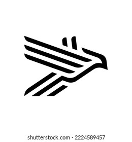 simple strips lines of flying bird logo vector