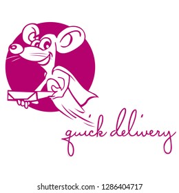 Simple stroke delivery logo with a deliveryman