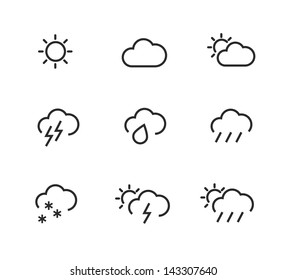 Simple stroked icons. Weather symbols