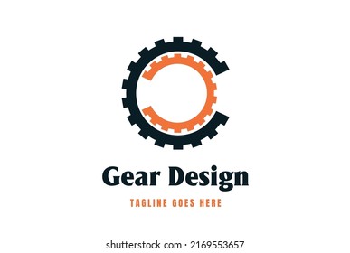 Simple Strong Bold Gear for Car Machine Industry Factory or Setting Logo Design Inspiration