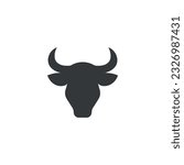 Simple Strong Buffalo Bull silhouette, Classic Vintage Retro Matador or Rodeo Long Horn Cattle logo design