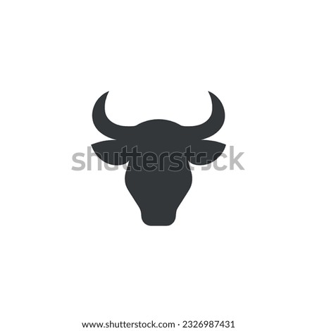 Simple Strong Buffalo Bull silhouette, Classic Vintage Retro Matador or Rodeo Long Horn Cattle logo design