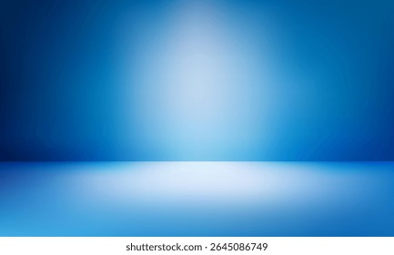 A simple, studio-style backdrop. The gradient of shades of blue is smooth and gradual, creating a soft, diffused effect. A plain, even lighting, giving a blank, empty, and minimalist space.