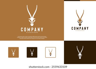 simple style animal head and horn logo, wildlife, hunting, design vector template.