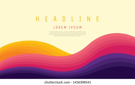 Simple style banner design with wavy pattern in color. Vector illustration.