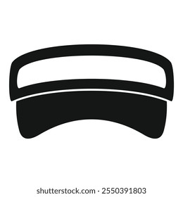 Simple style black icon of a sun visor for being outside or driving on a sunny day