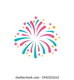 Einfaches blaues und rotes Feuerwerk. Dekorationselemente für Feiern, Nationalfeiertag, Unabhängigkeitstag.