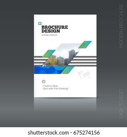 Simple style brochure. Flyer promotion. Abstract business Brochure design vector template in A4 size. Document or book cover. Annual report with photo and text. Presentation cover