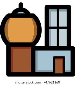 
A simple style building with dome vector icon. Cartoon illustration of modern building
