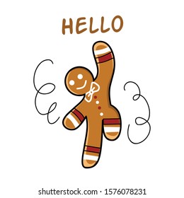 simple style cartoon of gingerbread  man 
