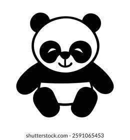 Simple Style Cartoon Panda, Cute Panda Sitting, Kawaii Panda Vector Art. Kawaii Panda Sitting
