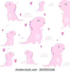simple style cartoon pink dino isolated on a white background illustration. vector.