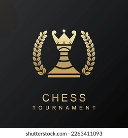 Simple style chess tournament brand logo design vector