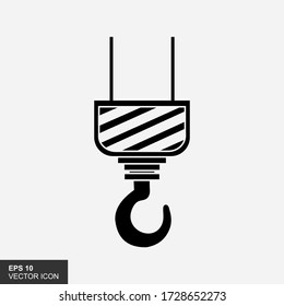 Simple style crane hook icon. Vector illustration.
