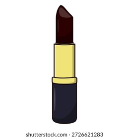 Einfache Stil dunkel Maroon Lippenstift mit Gold Dekoration Schönheit Symbol