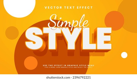 Simple style editable text style effect. Vector text effect with a simple orange style.