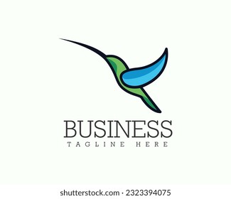 estilo sencillo elegante volador humigbird logo símbolo diseño plantilla inspiración