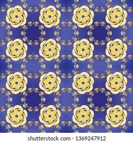 In simple style. Endless curl ornament. Sketch, doodle, scribble on blue, violet colors. Vector. Can be used for greeting cards, wedding invitations, logo, printing on fabric. Seamless swirl pattern.