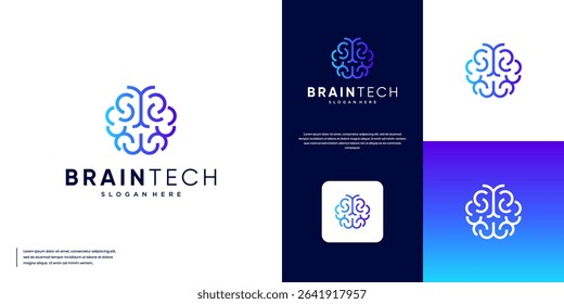 simple style human brain logo with technology concept, artificial intelligence symbol, modern abstract style, vector graphic design.
