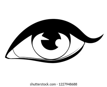 Simple style human eye in black and white design.