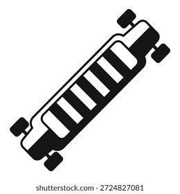 Einfaches Stil-Icon eines Longboards für den Einsatz im Zusammenhang mit Extremsport und urbanem Lifestyle
